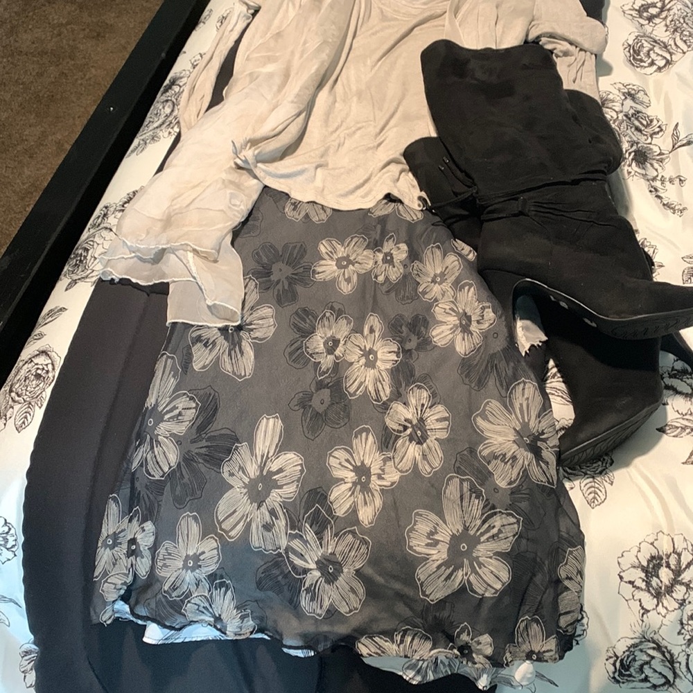 Skirt, black sheer over bottom layer